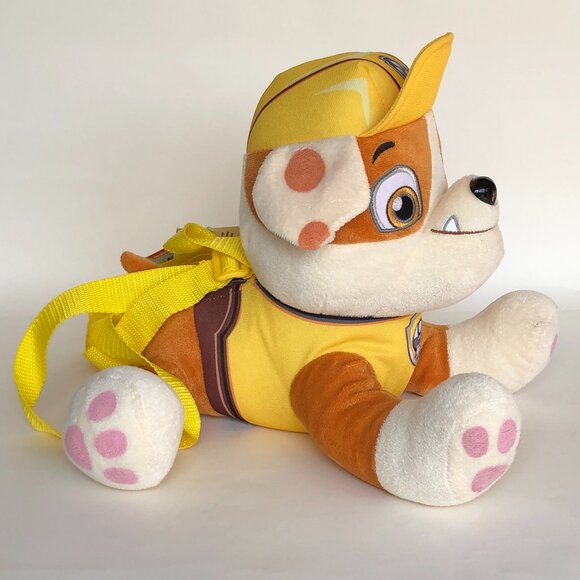 New w/Tag Paw Patrol Rubble Plush Backpack  Large Pillow Pal Bag For Age 3+ - Picture 4 of 10